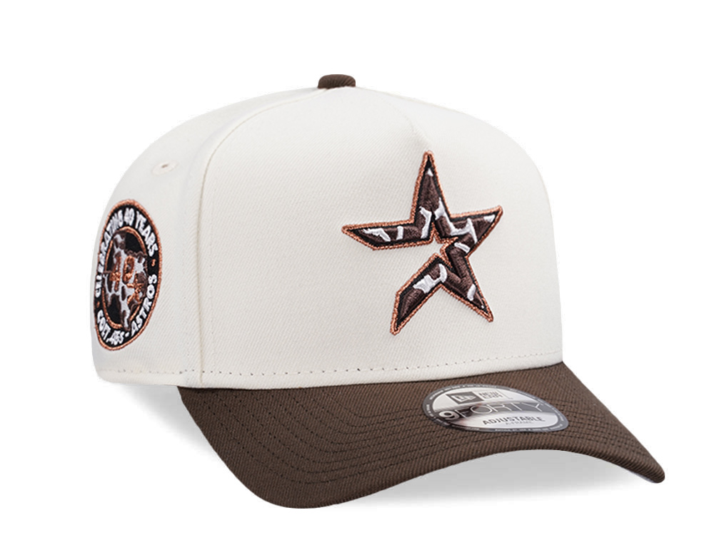 New Era Houston Astros 40th Anniversary Cow Burnt Wood Two Tone Edition 9Forty A Frame Snapback Cap