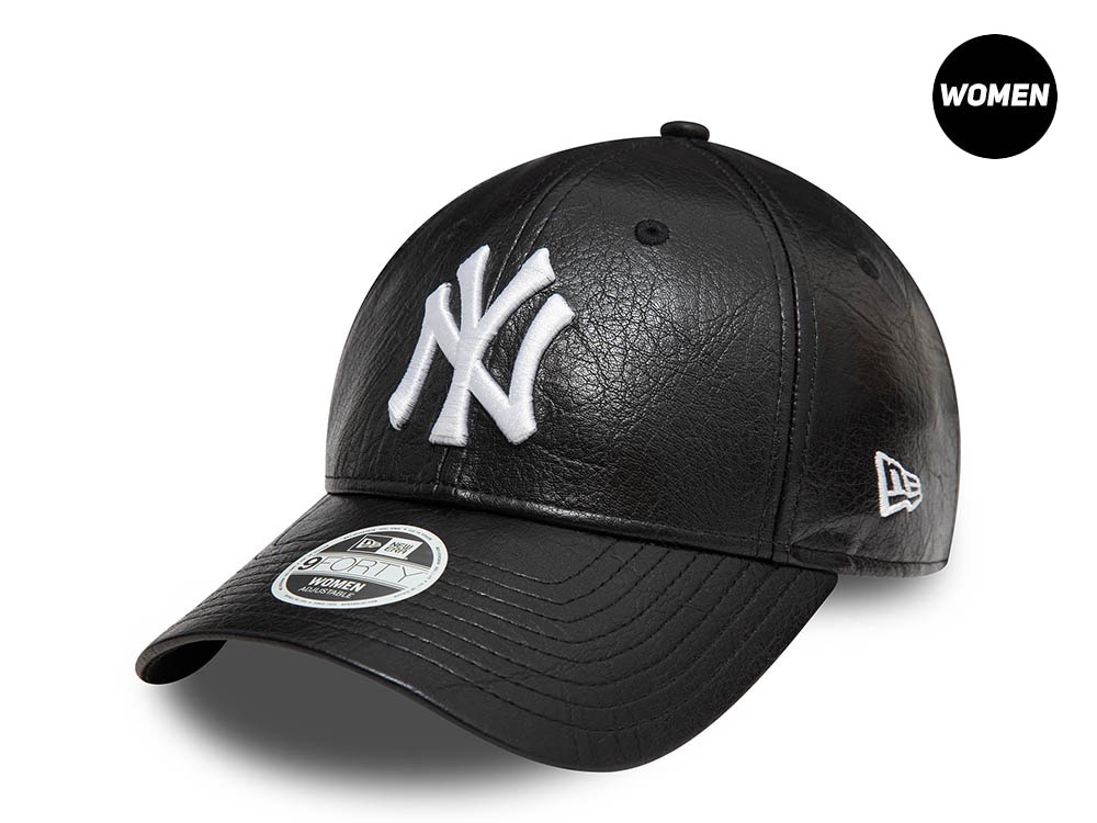 New Era New York Yankees Leather Black Womens 9Forty Strapback Cap
