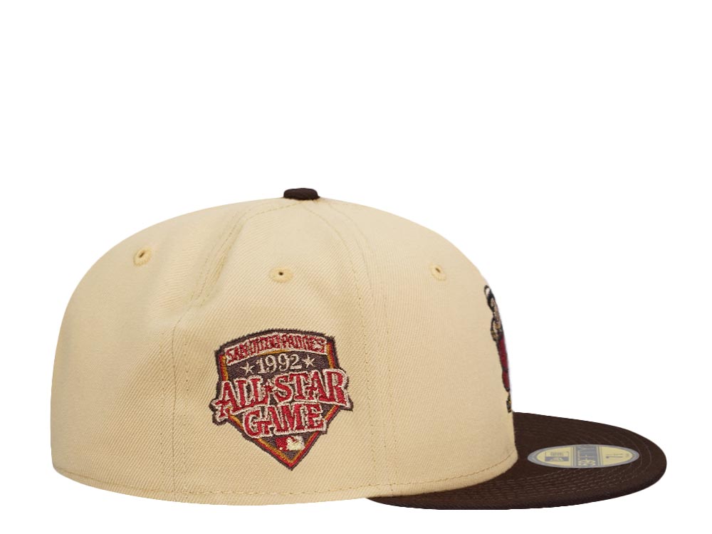 New Era San Diego Padres All Star Game 1992 Vegas Gold Merlot Two Tone Edition 59Fifty Fitted Cap