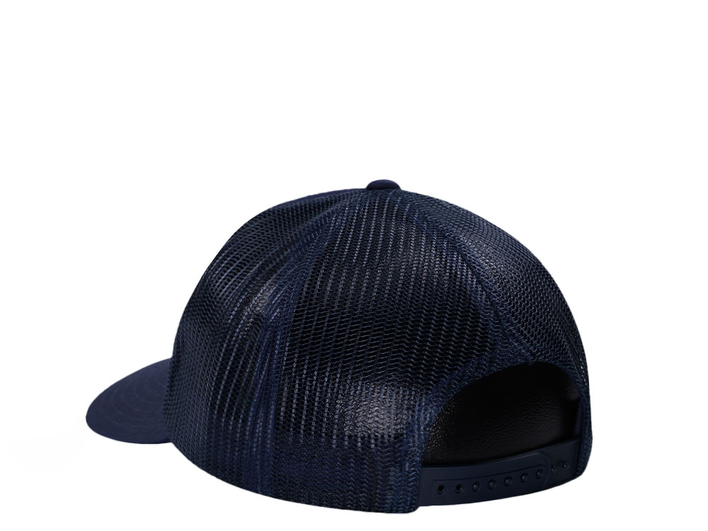 John Deere Moline Vintage Print Navy Trucker Snapback Cap