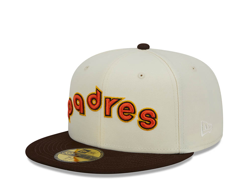 New Era San Diego Padres White Retro Script 50th Anniversary Throwback Edition 59Fifty Fitted Cap