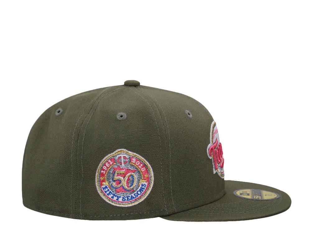 New Era Minnesota Twins 50 Seasons Olive Metallic Edition 59Fifty Fitted Cap