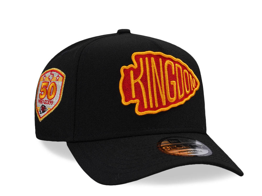 New Era Kansas City Chiefs 50th Anniversary Black Edition 9Forty A Frame Snapback Cap