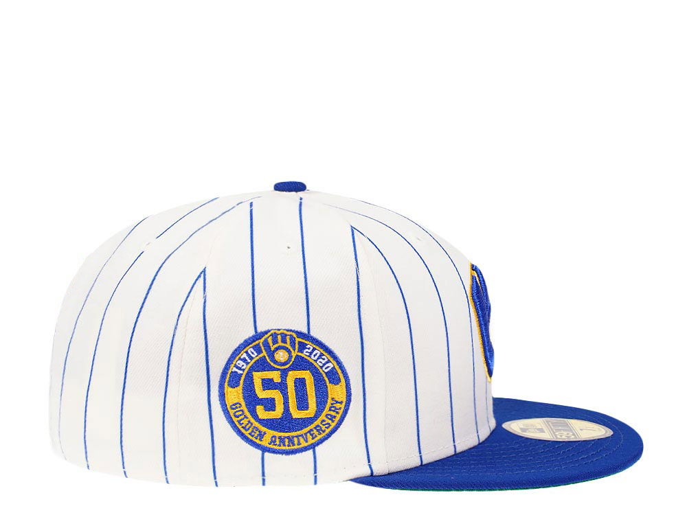 New Era Milwaukee Brewers 50th Anniversary Pinstripe Heroes Elite Edition 59Fifty Fitted Cap