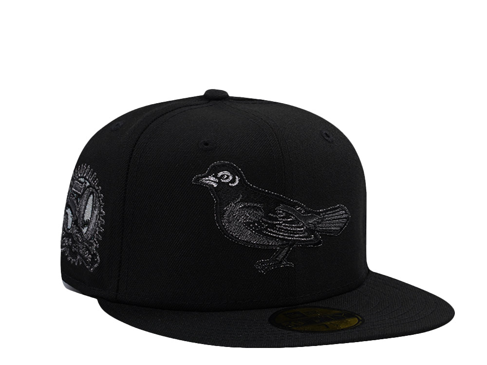 New Era Baltimore Orioles 50th Anniversary Black on Black Prime Edition 59Fifty Fitted Cap