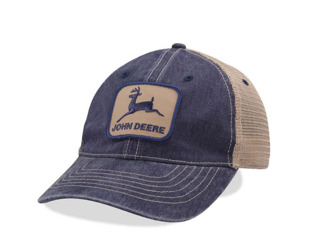 John Deere Logo Navy Trucker Strapback Cap