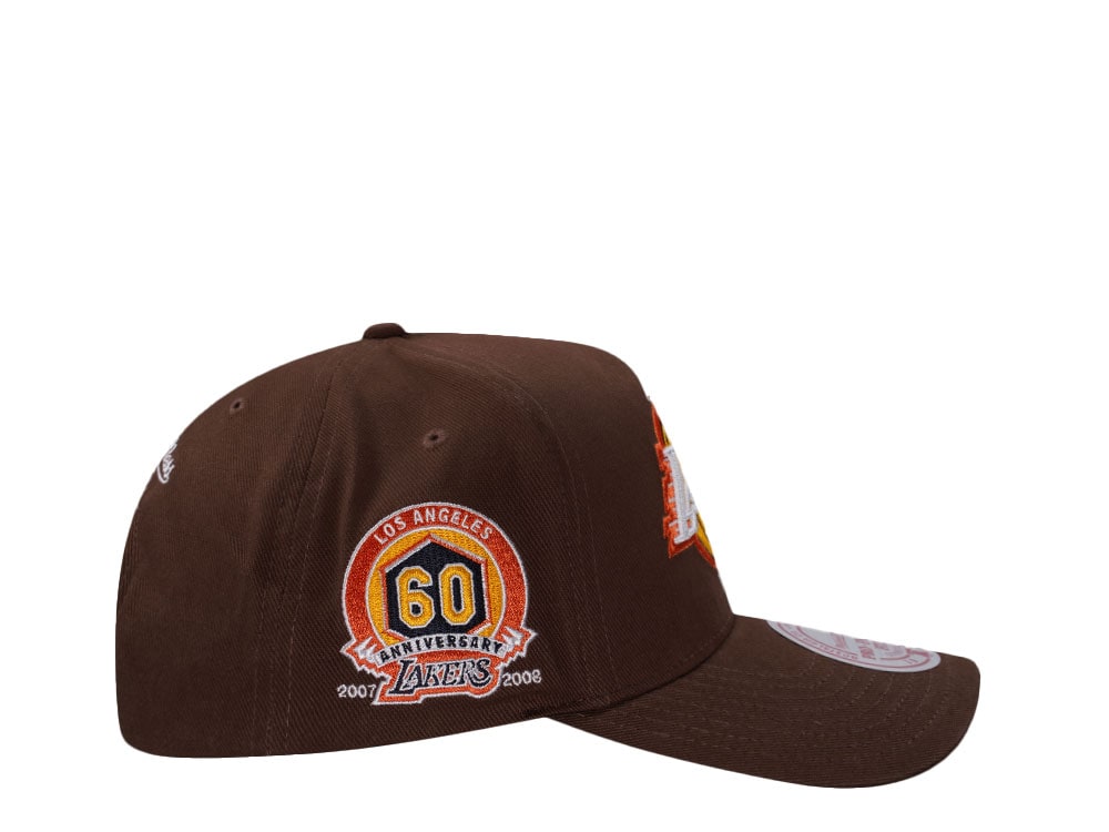 Mitchell & Ness Los Angeles Lakers 60th Anniversary Brown Edition Pro Pinch Fit Snapback Cap
