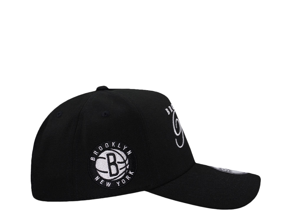 New Era Brooklyn Nets Classic Script Black Prime Edition 9Forty A Frame Snapback Cap
