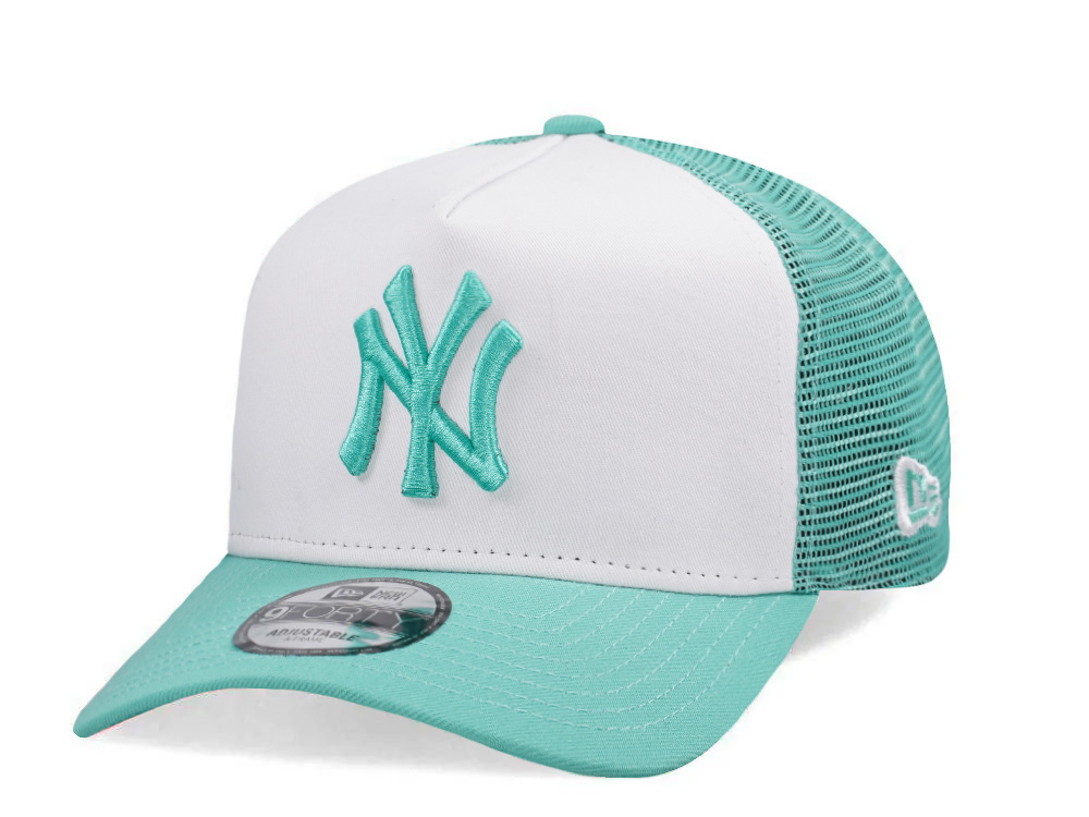 New Era New York Yankees Mint White Two Tone Edition 9Forty A Frame Trucker Snapback Cap