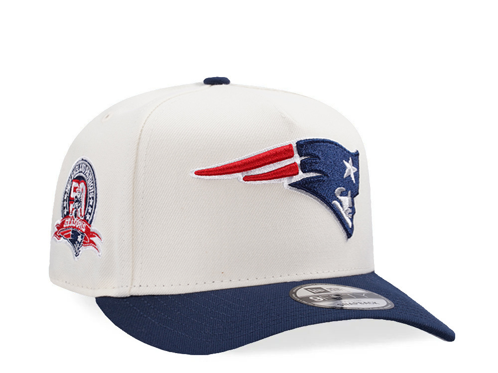 New Era New England Patriots 50th Anniversary Chrome Two Tone Edition 9Fifty A Frame Snapback Cap