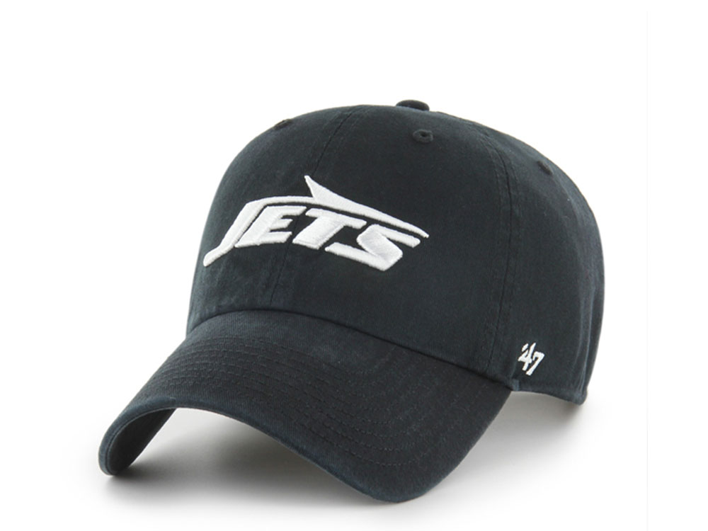 47Brand New York Jets Black Classic Edition Clean Up Strapback Cap