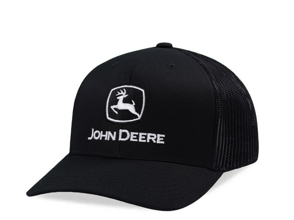 John Deere Logo Black Trucker Snapback Cap