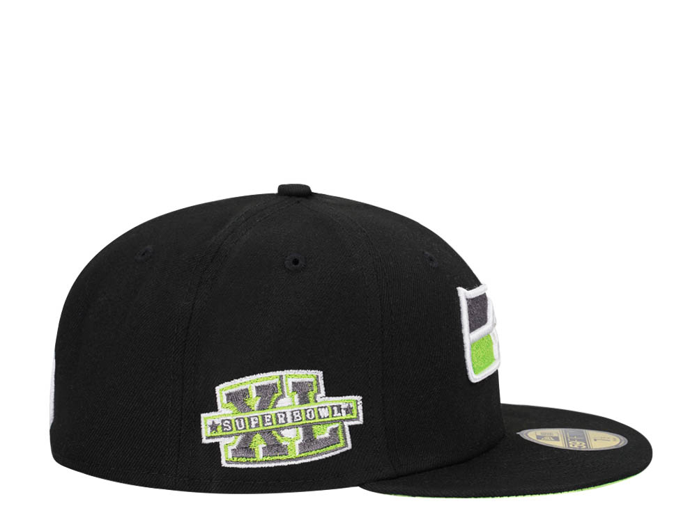 New Era Seattle Seahawks Super Bowl XL Black Neon Edition 59Fifty Fitted Cap