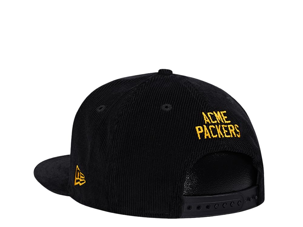 New Era Green Bay Packers Black Corduroy Edition 9Fifty Snapback Cap