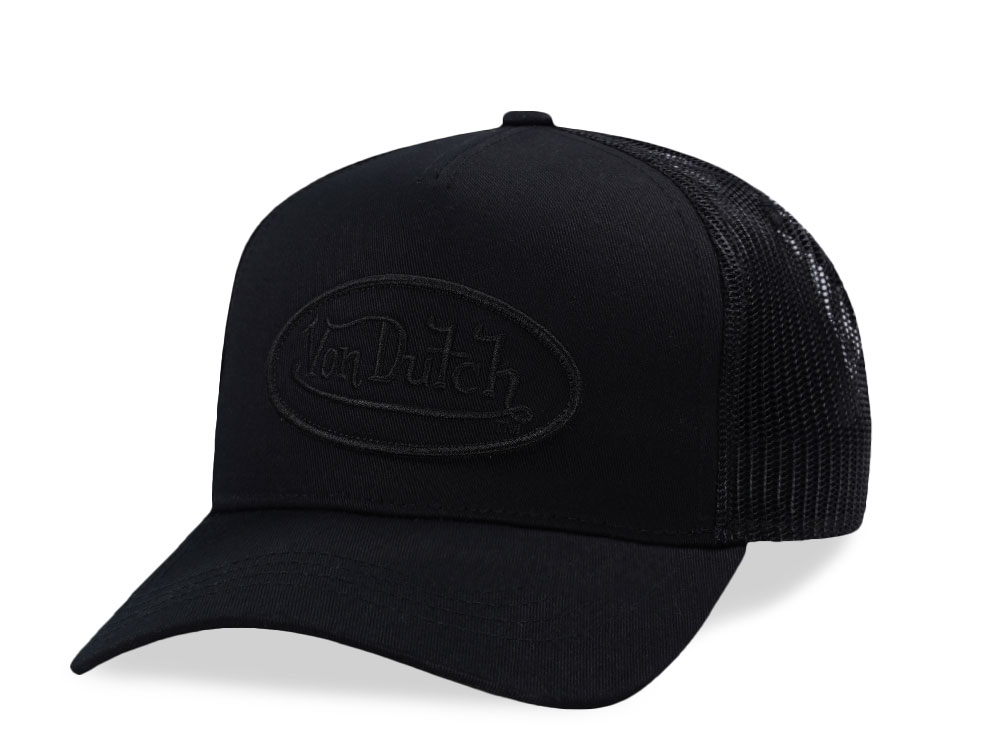 Von Dutch Oval Patch Black on Black Edition Trucker Snapback Cap